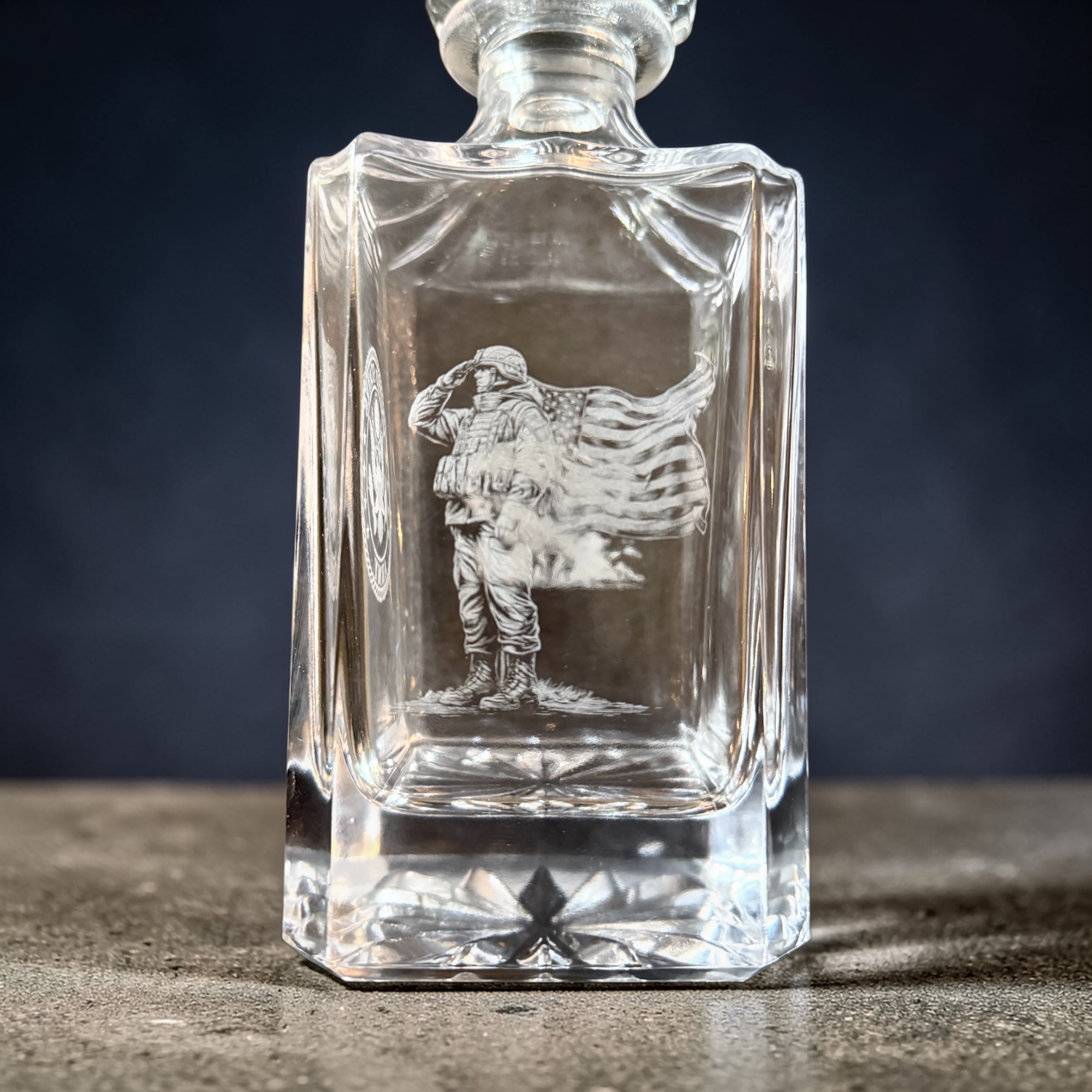 Custom Engraved Military Whiskey Decanter – Glass & Glory Veteran Owned