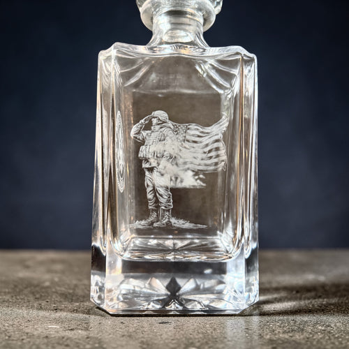 Custom Engraved Military Whiskey Decanter – Glass & Glory Veteran Owned