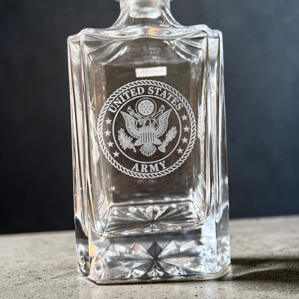 Custom Engraved Military Whiskey Decanter – Glass & Glory Veteran Owned